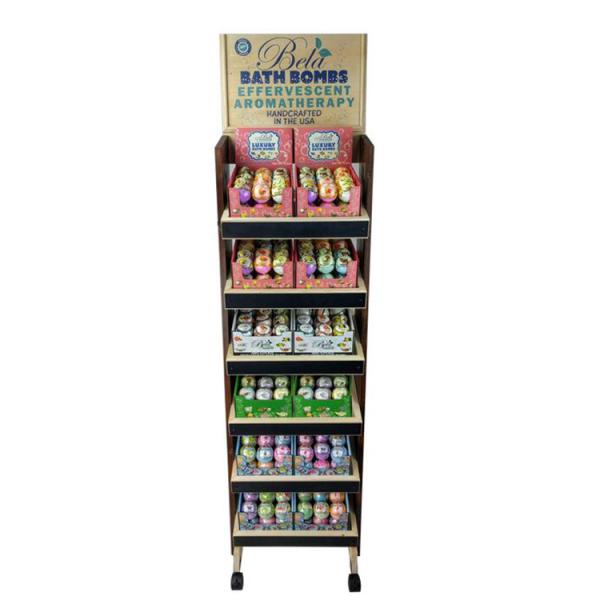 Movable 6-tier Wax Melt Display Stand Floorstanding Wooden Wax Display Rack