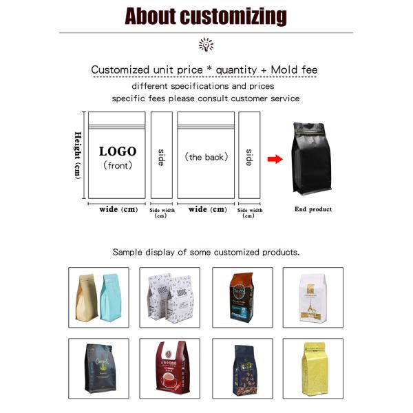 мешок кофе молнии емкости 70g-1kg плоский нижний упаковывая с клапаном дегазирования воздуха