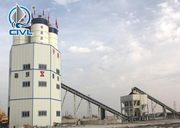 HZS serial concrete production plant productivity 25m3 / h power 60KW Concrete Mixing Station