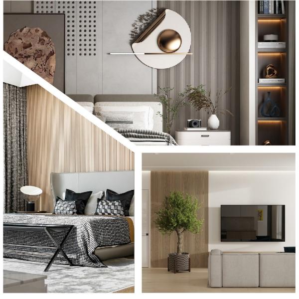 Гостиничный жилой WPC Декорация интерьера из дерева Большие стены панели Декоративные WPC флейтированные стены