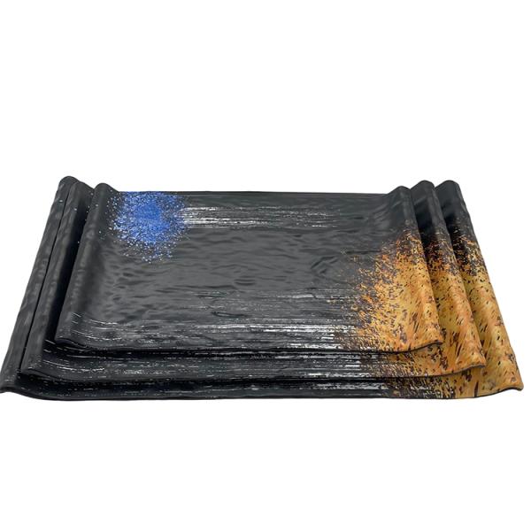 ODM 16.2'' Melamine Black Rectangle Plate Galaxy Pattern FDA