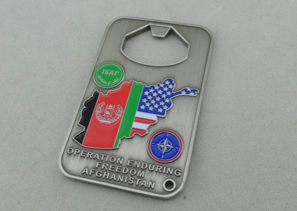 NATO OTAN Metal Personalized Coins With Bottle Opene And Antique Silver Plating