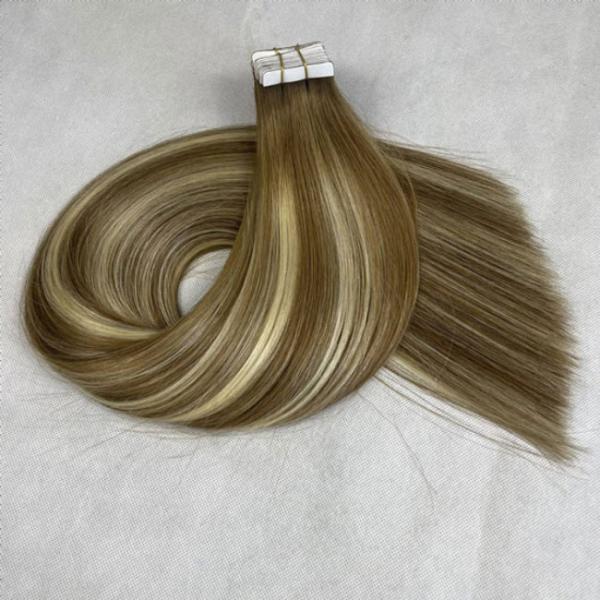 Tela natural Remy marrom em 99J Extensões de cabelo Invisíveis Injetadas