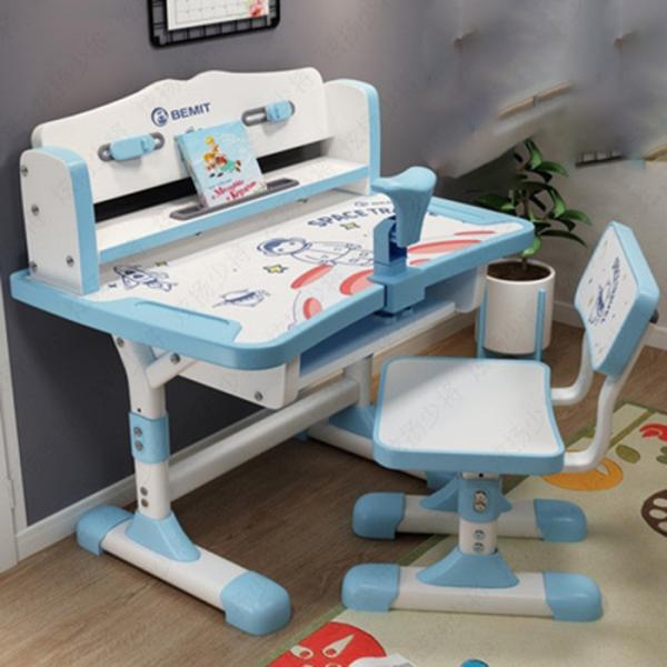 Metal Steel Study Table And Chair Set Blue Large Storage 33x30x62cm