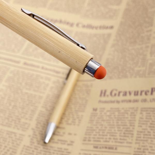 2 in 1 Colorful Bamboo Wood Ballpoint Pen Touch Screen Promotional Ball Pen