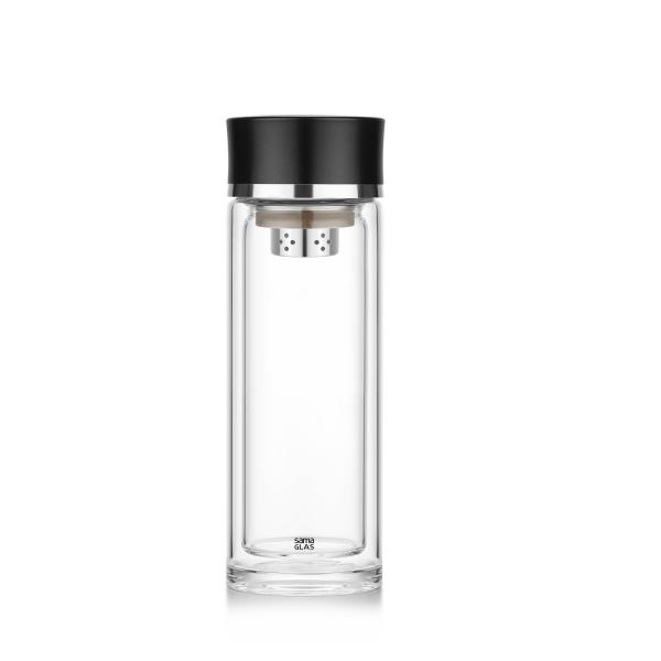 Double Walled Glass Tea Strainer Bottle Flask Unbreakable Custom