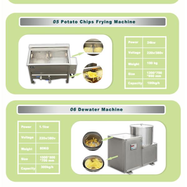 100Kg/H Semi Automatic Frozen French Fries Production Line With Electric Heating 1500W