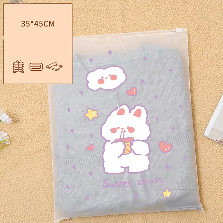 Thickened PE Cartoon Kindergarten Clothing Ziplock Bags with Gravure Printing for Socks and Shoes Storage