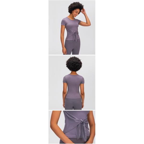 300gsm Front Straps Activewear T Shirts Padded Short Sleeve Twist Front T Shirts