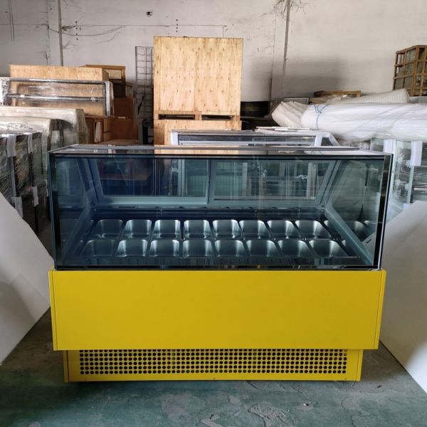 16 Trays Glass Door Hard Ice Cream Display Cabinet Italian Gelato Freezer