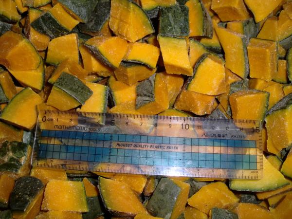 Frozen Sweet Pumpkin Dice, blanched, variety of Ebis, origin of Heilongjiang, China