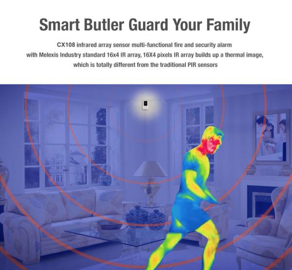 130DB Wireless Fire and Security Alarm Pet Camera with Infrared Array Sensor,Built-in Battery