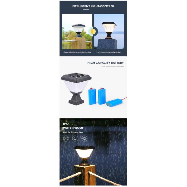 Lámpara solar del pilar de la prenda impermeable Ip65 para la decoración al aire libre del jardín