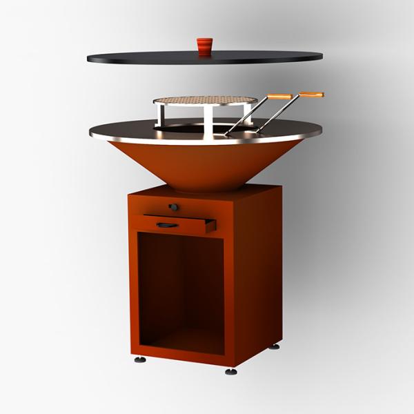 Requisito de montagem de aço corten removível para captura de cinzas Grill de aço corten para churrasco Combustível madeira/carvão corten enferrujado