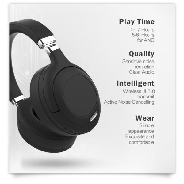 Headband Active Noise Cancelling Earphones 10m Deep Bass Wireless Headphones