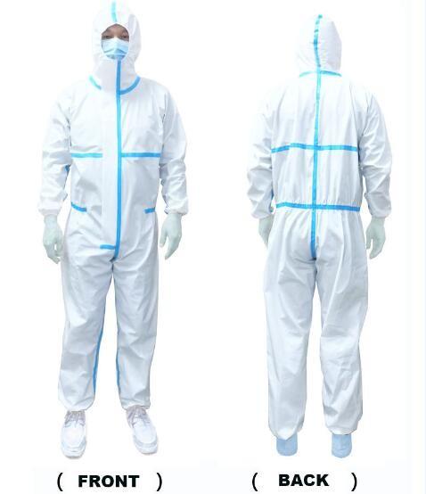 Resistente químico de pouco peso do vestido descartável encapuçado branco do isolamento