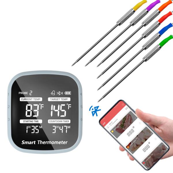 DTH-155 -50 To 300℃ Bluetooth Wireless Smart Digital Meat Thermometer Kitchen Cooking Food Thermometer With 6 Probes