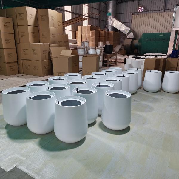 China Wholesale Round Shape Fiberglass Flower Pots GRP Planter Box For Outdoor Indoor Decor