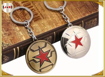 Metal feito-à-medida o nome gravado escovado bronze Keychains cinco apontou o projeto da estrela