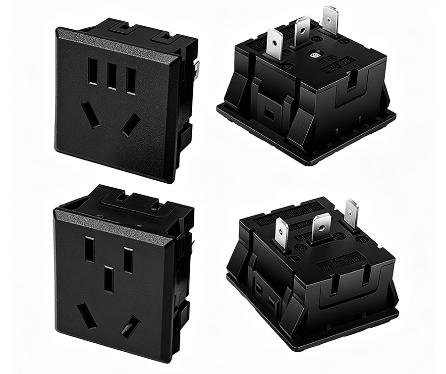 IEC 60320 AC Power Socket 10A 1500V Panel Mount for UPS Systems