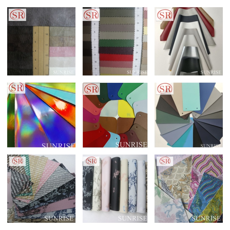 PU Leather Solid Color Woven Pattern Embossed Design Artificial Leather Fabric for Bag Cloth