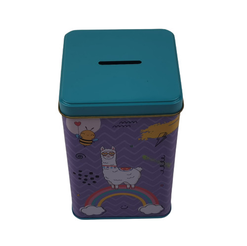 Vintage Advertising Square Tin Box Tin Coin Bank For Promotion Packaging
