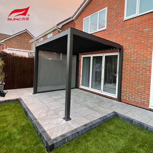 Outdoor Motorized Aluminum Pergola 12 X 20 With Adjustable Roof And Zipscreen Blinds