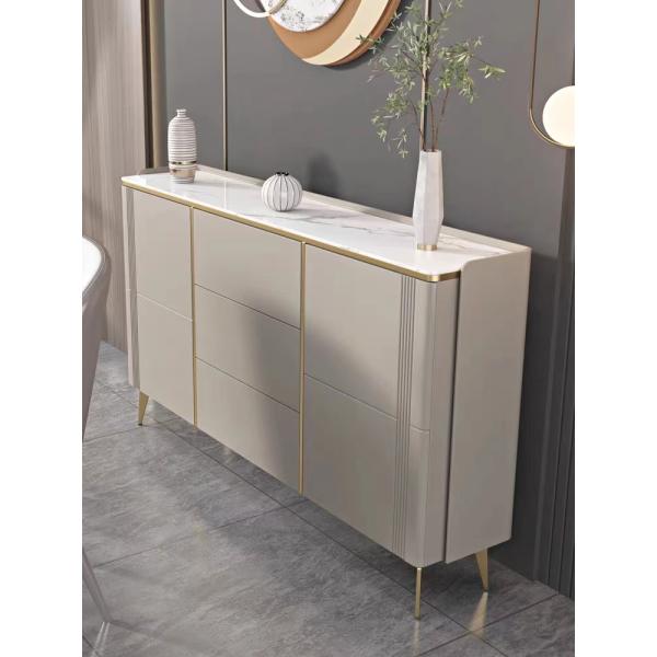 Upholstery Metal Marble Top Sideboard Storage Cabinet