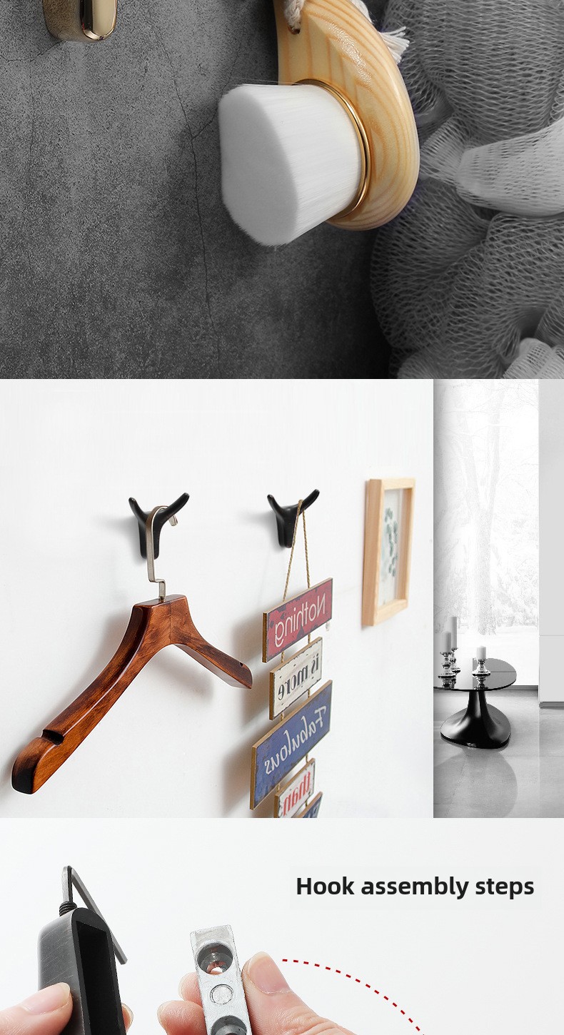 Nordic Modern Simple Cute Brass Robe Hook Multifunctional Metal Wall Hanging for Bedroom Bathroom & Kitchen