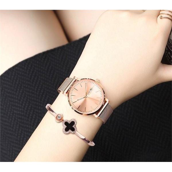 Rose Gold Women Quartz Wrist Watch 3BAR Waterresistant 3Needles