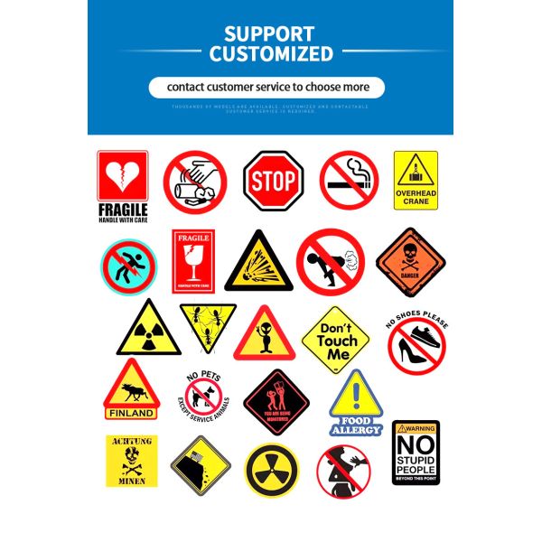 Fork Shape Warning Tip Rectangle White Sticker Coated For Toilet