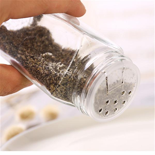 Square Glass 4 Oz Spice Shakers Salt Pepper Storage Seasoning Shaker With Lid