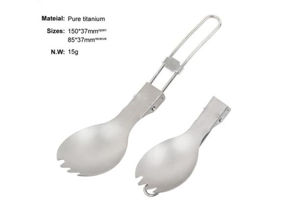 Picnic Travel Titanium Camping Parts Spork Spoon Picnic Fork With Folding Handle