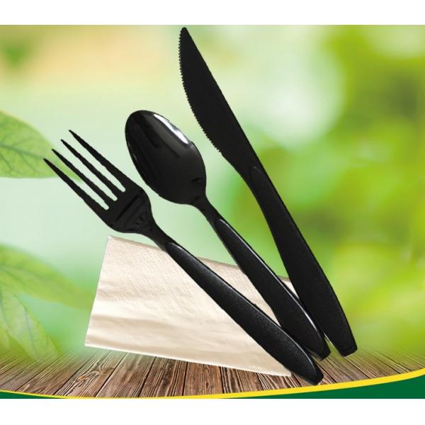 Plastic Cutlery Set with Free Design Disposable Utensils Fork Knife Spoon and Napkin