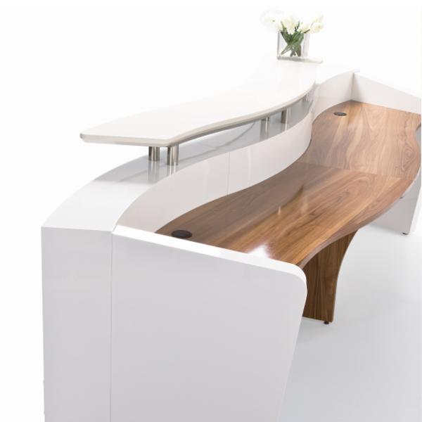 Mostrador frontal curvo con pintura horneada, barra de bar de la empresa, hospital de belleza, clínica dental, mostrador de caja circular, mostrador de recepción simple y moderno