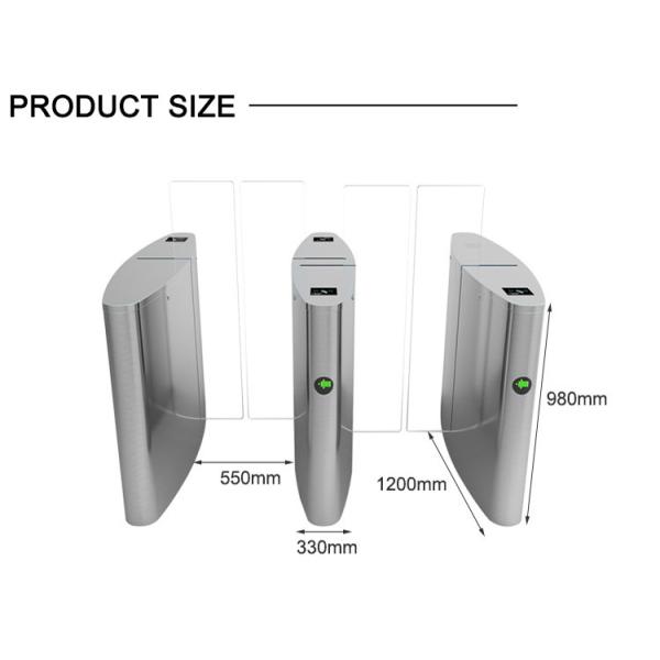 Glass Optical Sliding Turnstile 4 Pair Infrared Sensors Anti Intrusion Anti Trailing