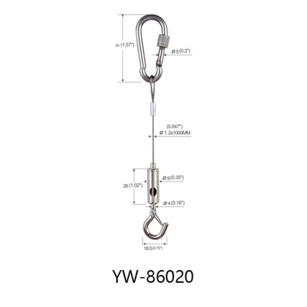 1.2*250mm Stainless Steel Wire Rope Lanyard And Eyelet Accessories For Safety YW86016