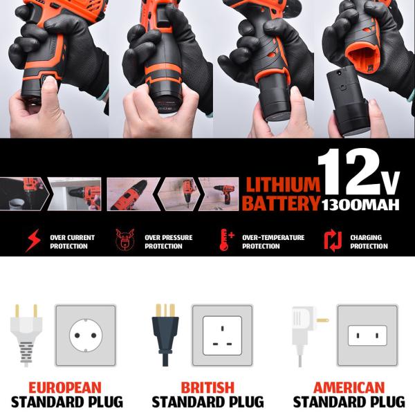 12V Cordless Hammer Drill And Impact Driver Double Speed 20V Hand Power Drill Combo Set