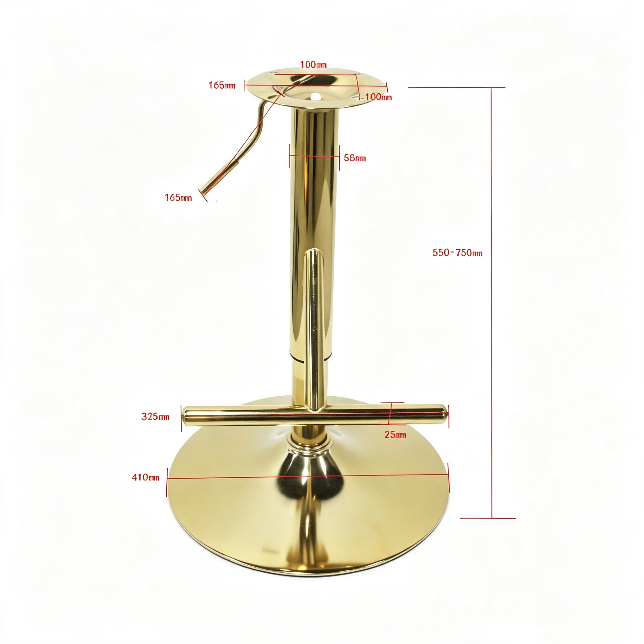 Adjustable Height 550-750mm Bar Stool Base with 50mm Tube Lifting Air Rod Compatibility and Multiple Base Diameters 500-385mm