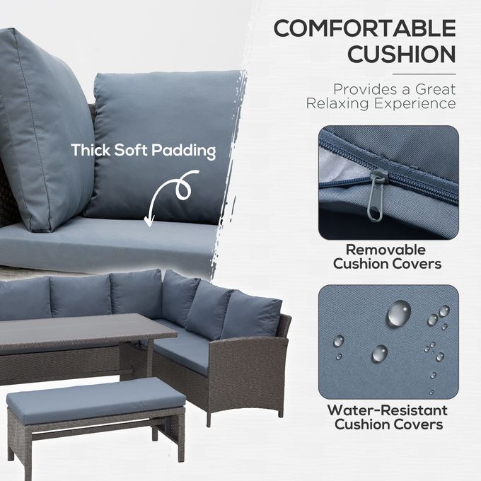 Commercial Outdoor Sectional Sofa Set with Powder-Coated Aluminum Frame and Handwoven PE Rattan for 500KG Max Load Capacity