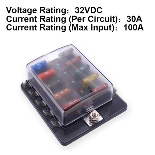 Automóvel 10 Circuito Way ATO ATC Estilo Bloco de fusível de lâmina para carro barco RV