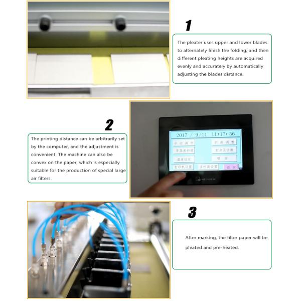 поколения производственной линии 3 машины складчатости CNC фильтровальной бумаги 140pleats/Min