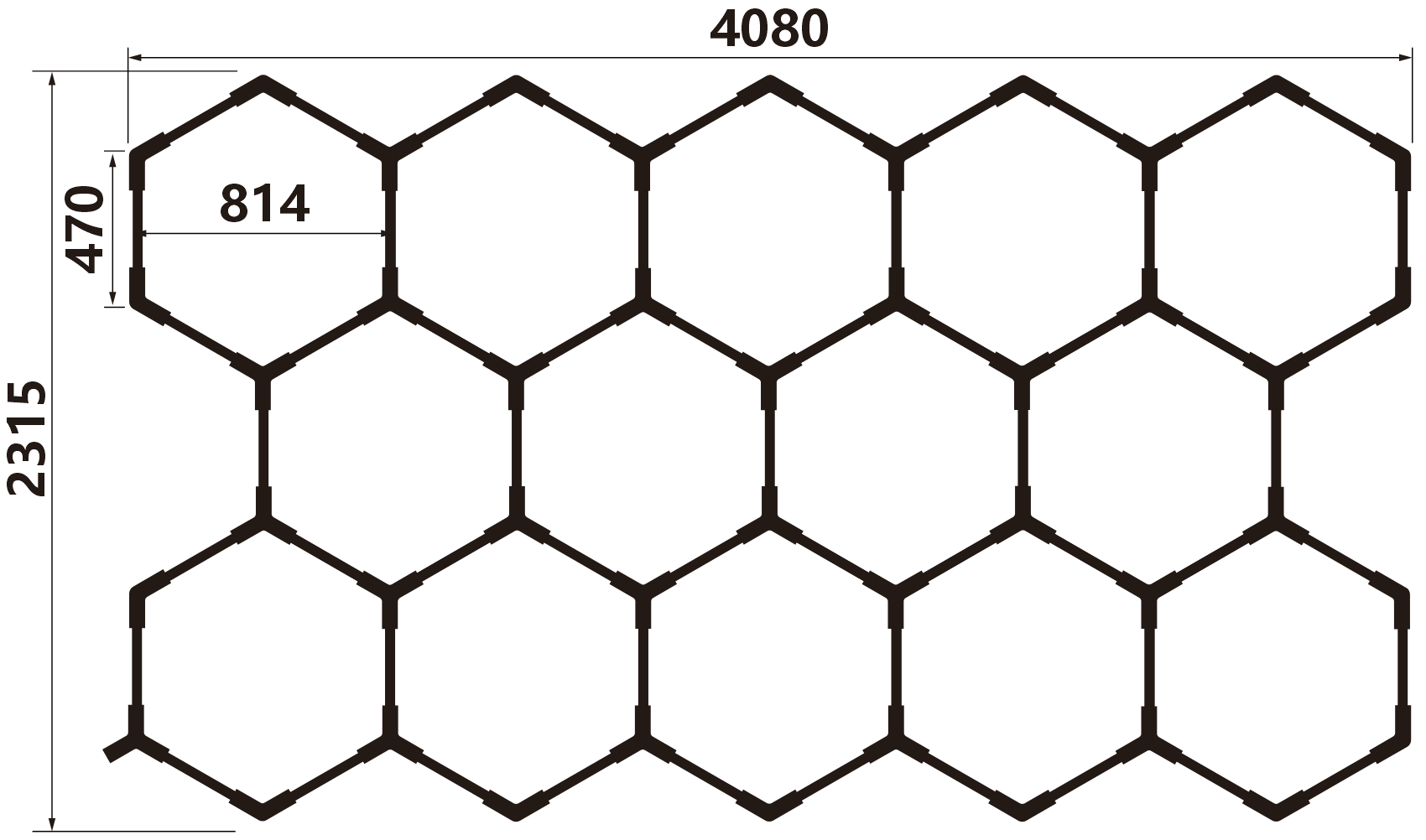 399W Total Power LED Hexagonal Light with AC100-265V Wide Voltage Range and 110LM/W Luminous Flux for Commercial Use