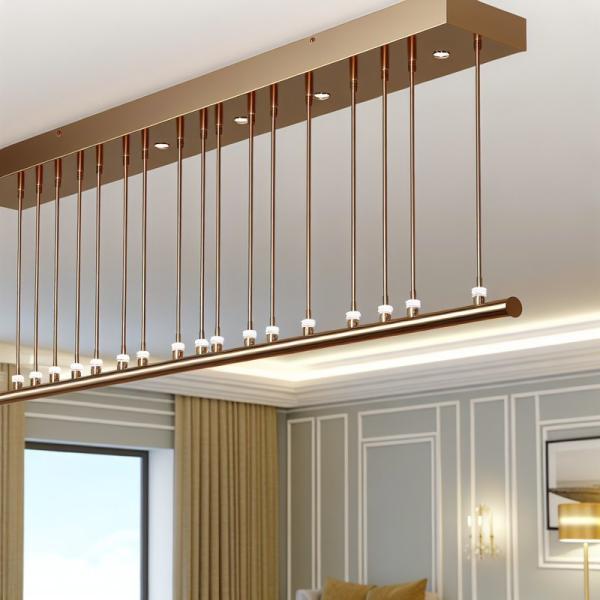 Adjustable Height Linear Brass Chandelier for Restaurants and Hotels