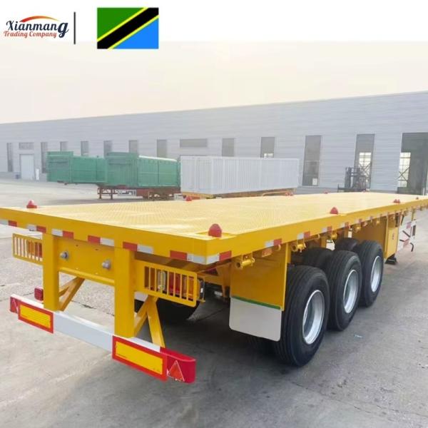 40ft 3 And 4axles 48ft 53ft Platform Flatbed Container Semi Trailer With Tractor Steel Floor 3-5mm Diamond Plate