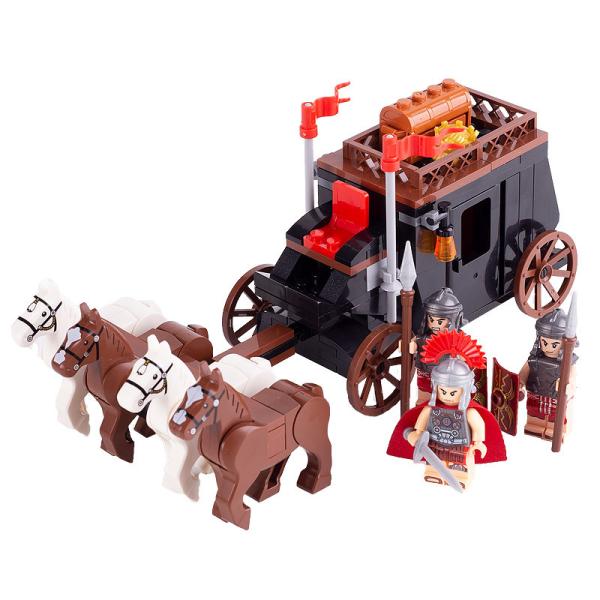 ABS children gifts medival emperor soldier figures military carriage building block toys