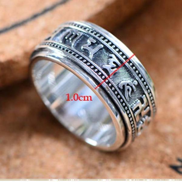 Sterling Silver Vintage Style Thailand Silver Band Ring with Words (R6030801)