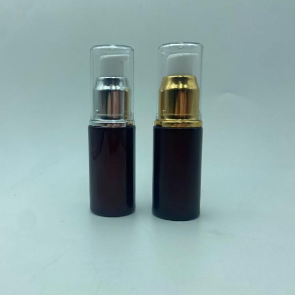 Bouteille de lotion en verre 15 ml Bouteille de sérum rouge foncé avec pompe d'or/argent brillante Lotion pour les yeux Bouteille pompe bouteille cosmétique OEM