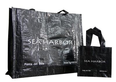 Durable PP Woven Shopping Bags Reusable water proof recycle  Black color