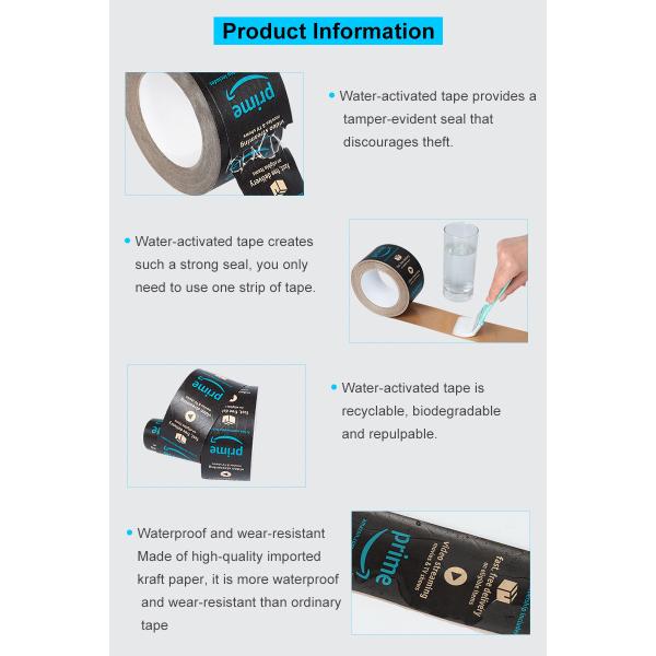 Custom Logo Environmentally Wet Water Activated Reinforced Adhesive Paper & Film Kraft Packaging Adhesive Tape